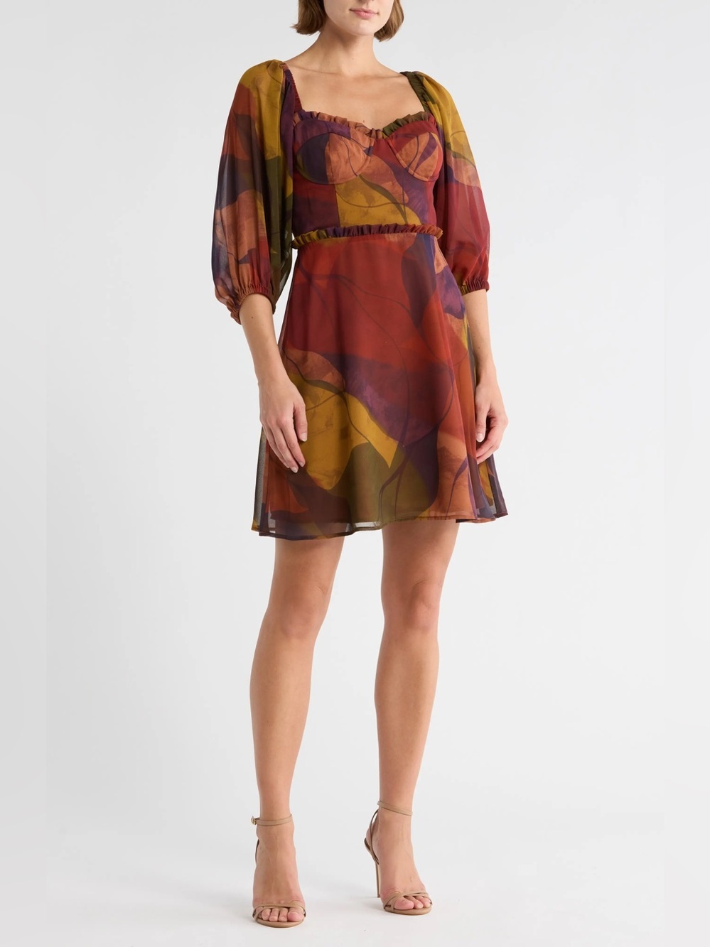 NEW Hutch floral chiffon long sleeve knee-length dress Size 4